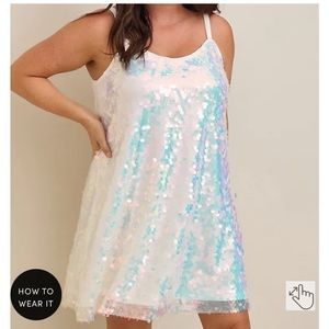NWT Mini Iridescent Sequin Fringe Dress